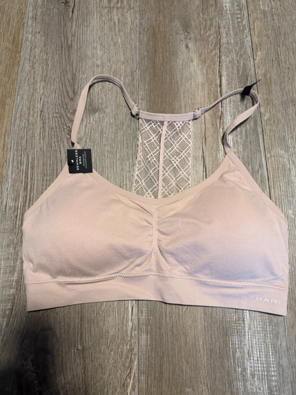 Tahari Blush Lace-Back Bralette with removable pads